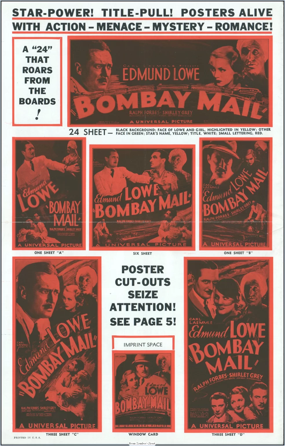 Bombay Mail 1934 Movie Pressbook