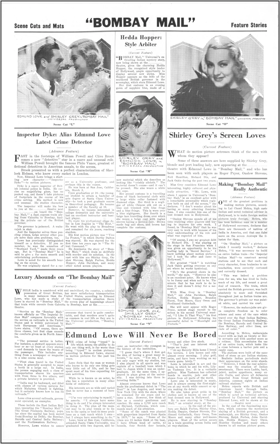 Bombay Mail 1934 Movie Pressbook