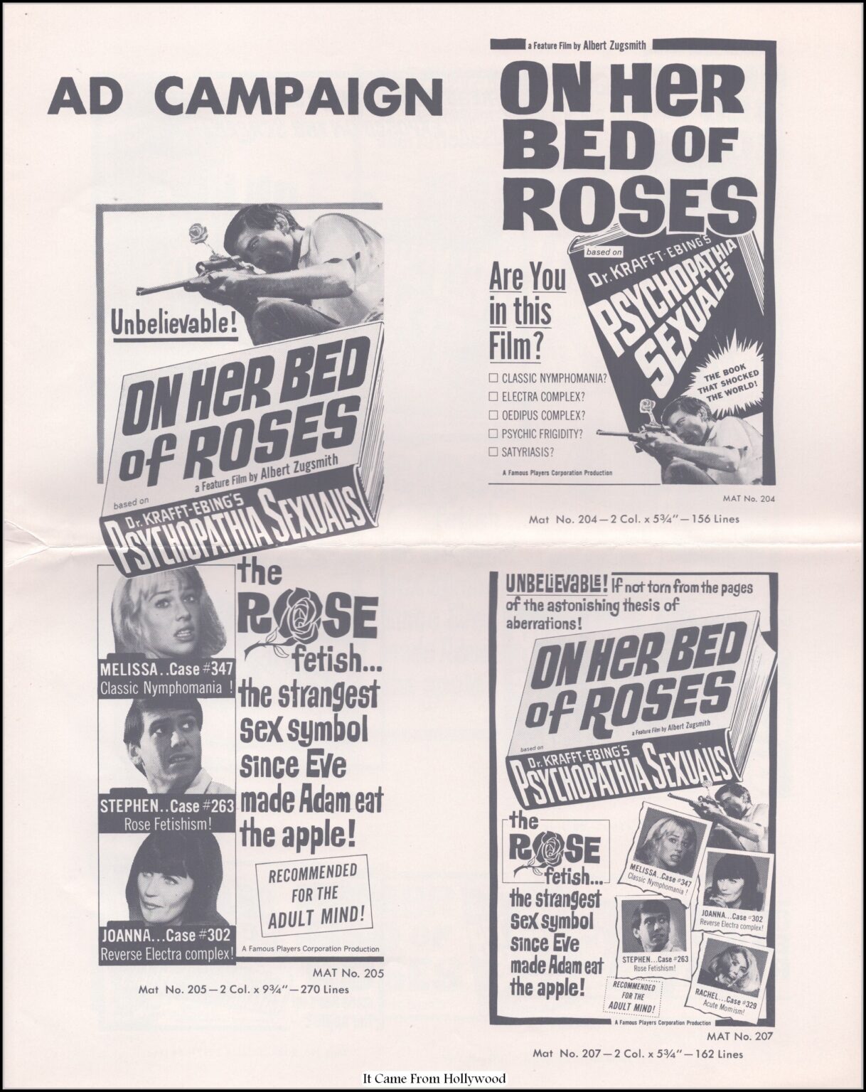 On Her Bed of Roses 1966) movie pressbook ad supplement On Her Bed of Roses 1966) movie pressbook ad supplement