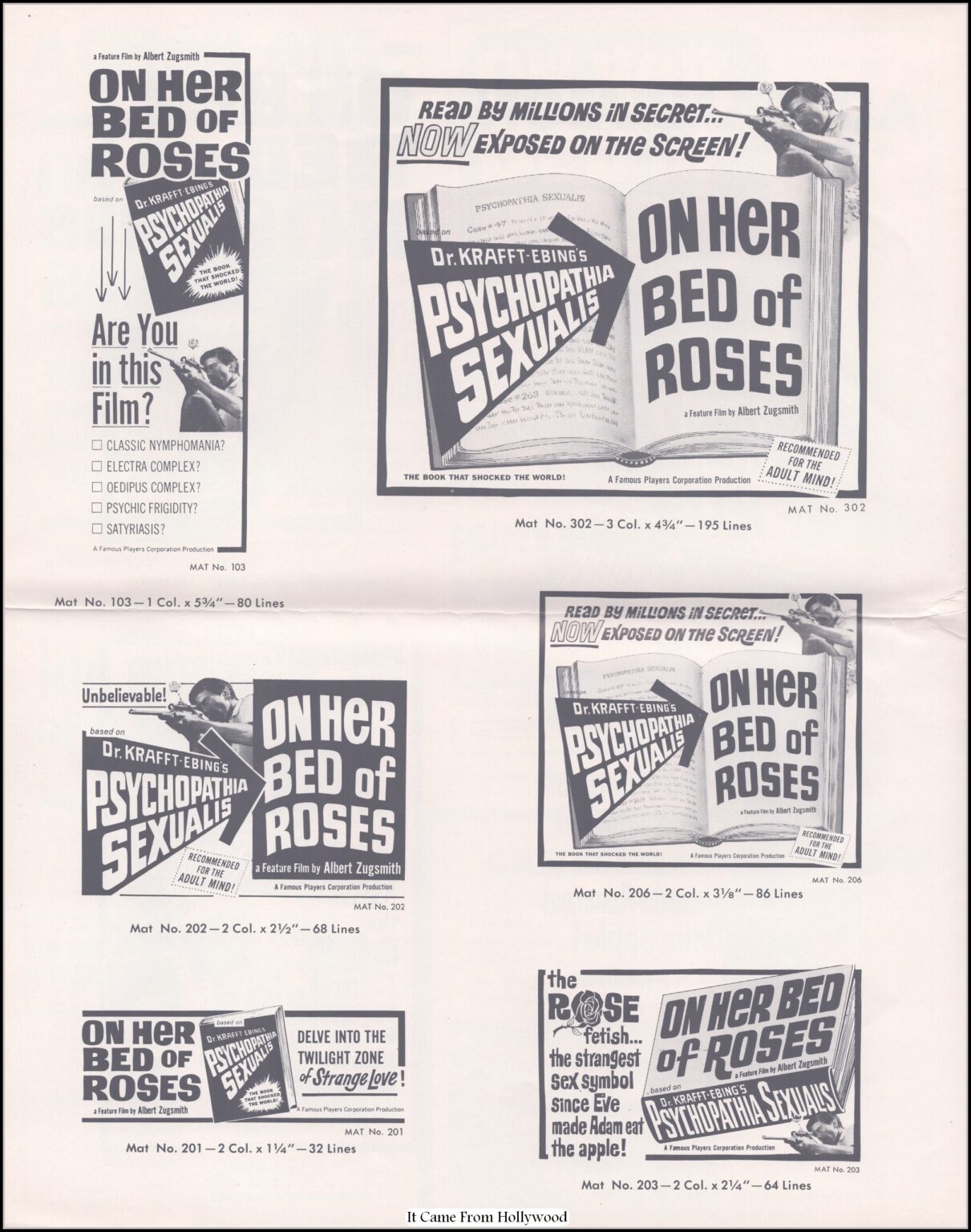 On Her Bed of Roses 1966) movie pressbook ad supplement On Her Bed of Roses 1966) movie pressbook ad supplement