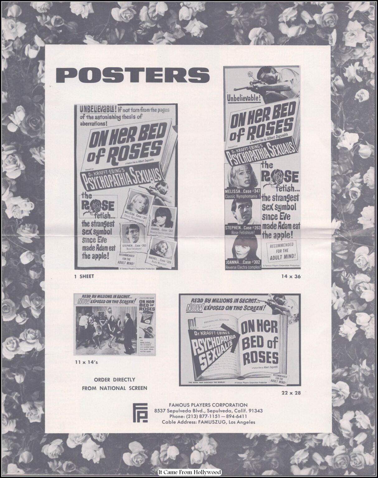 On Her Bed of Roses 1966) movie pressbook On Her Bed of Roses 1966) movie pressbook