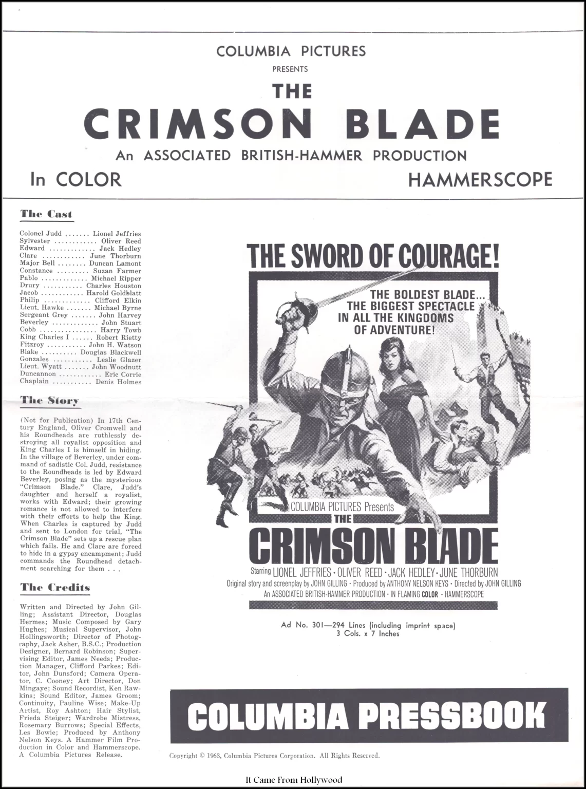The Crimson Blade movie pressbook