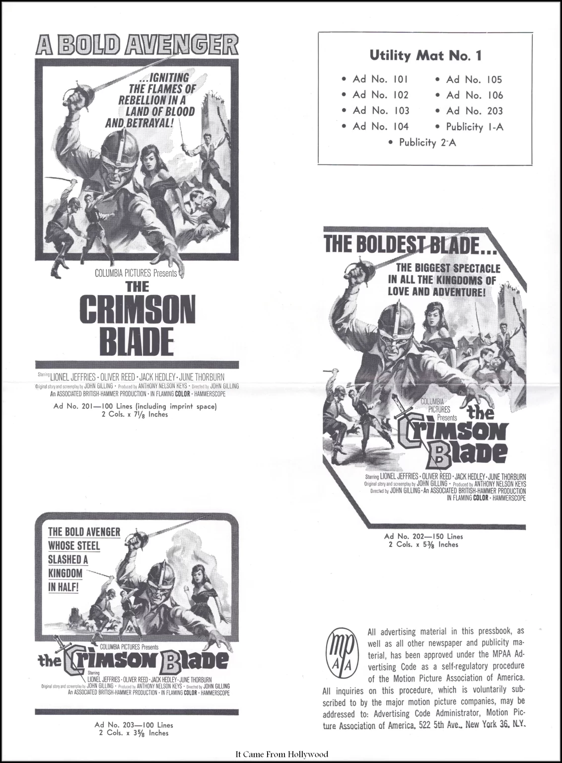 The Crimson Blade movie pressbook
