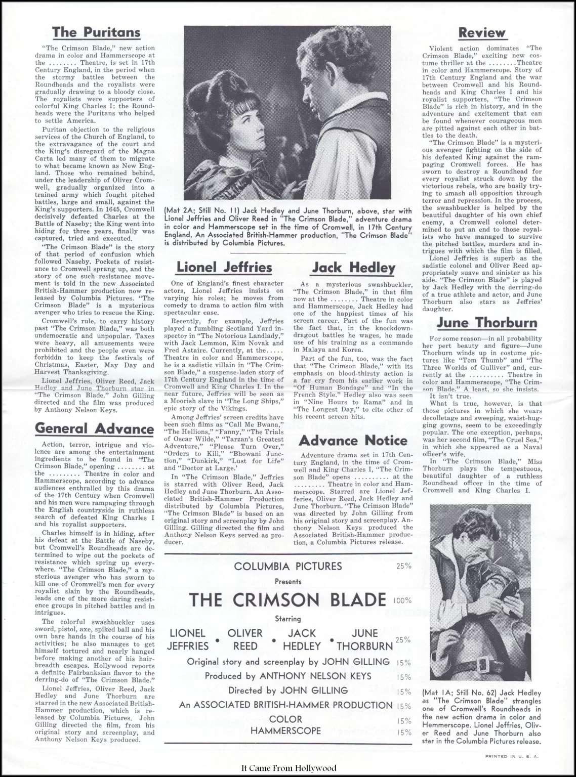 The Crimson Blade movie pressbook