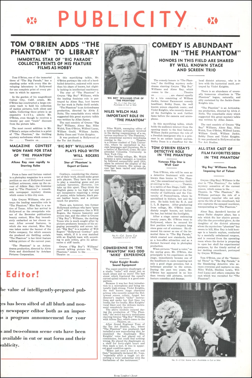 The Phantom 1931 movie pressbook The Phantom 1931 movie pressbook