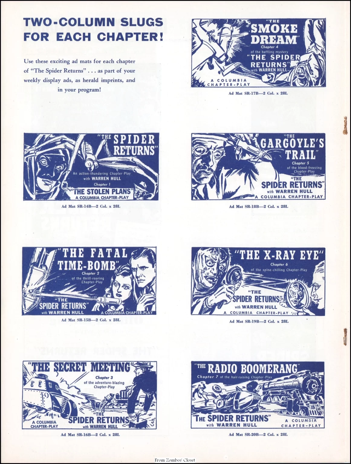 The Spider Returns 1941 movie pressbook.