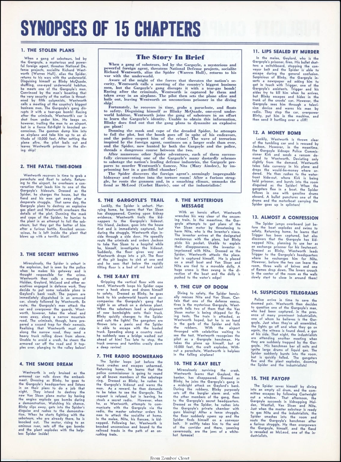 The Spider Returns 1941 movie pressbook.