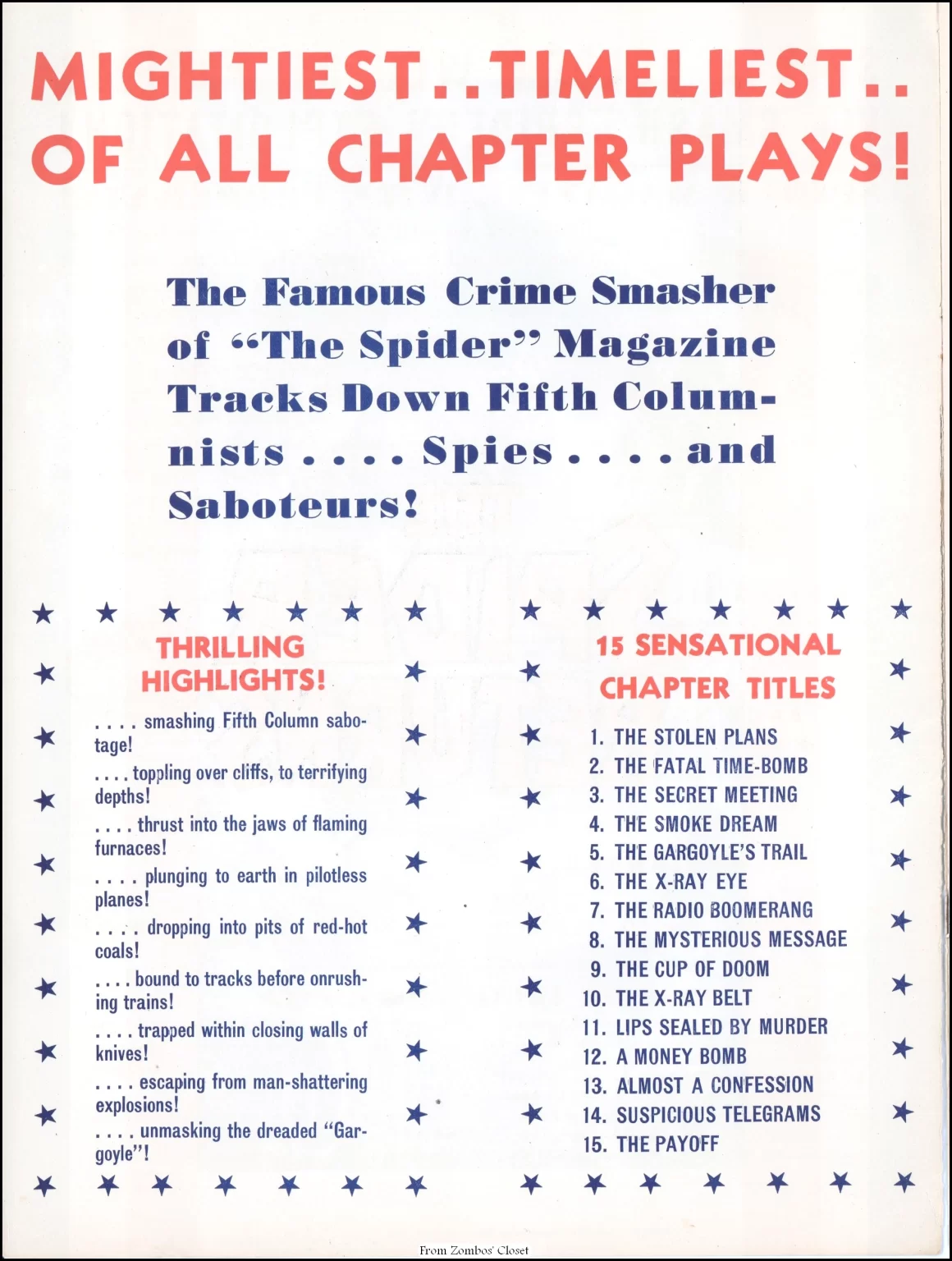 The Spider Returns 1941 movie pressbook.