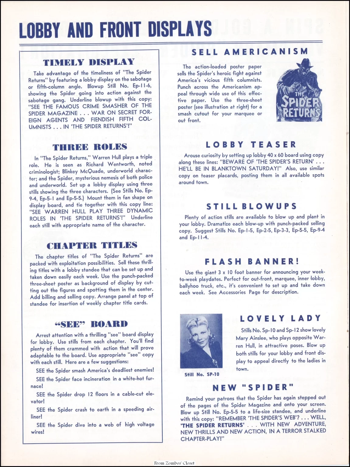 The Spider Returns 1941 movie pressbook.