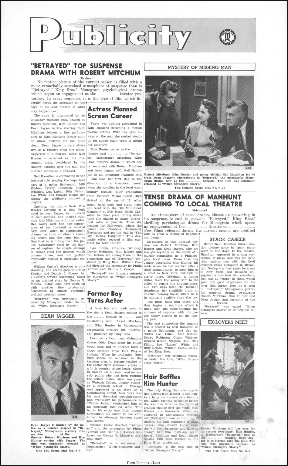 When Strangers Marry 1944 movie pressbook When Strangers Marry 1944 movie pressbook