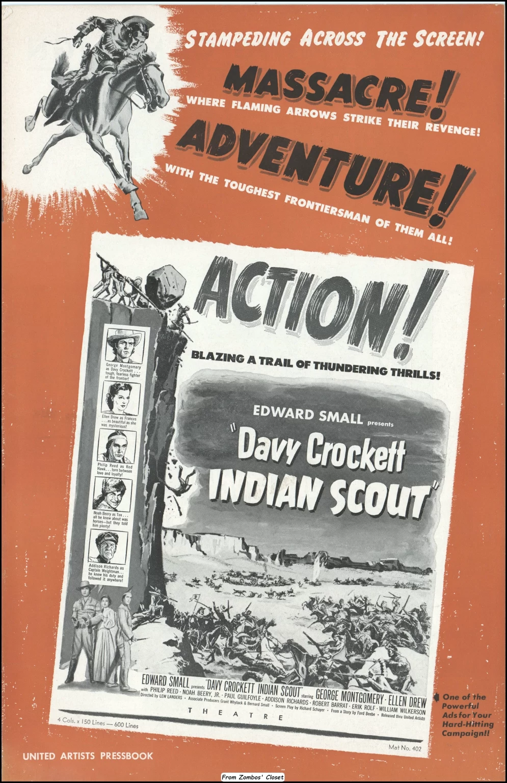 Davey Crockett, Indian Scout 1950 movie pressbook
