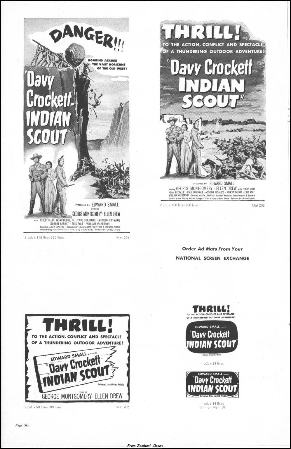 Davey Crockett, Indian Scout 1950 movie pressbook Davey Crockett, Indian Scout 1950 movie pressbook