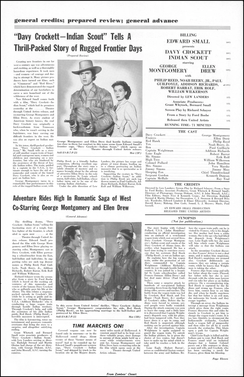 Davey Crockett, Indian Scout 1950 movie pressbook Davey Crockett, Indian Scout 1950 movie pressbook