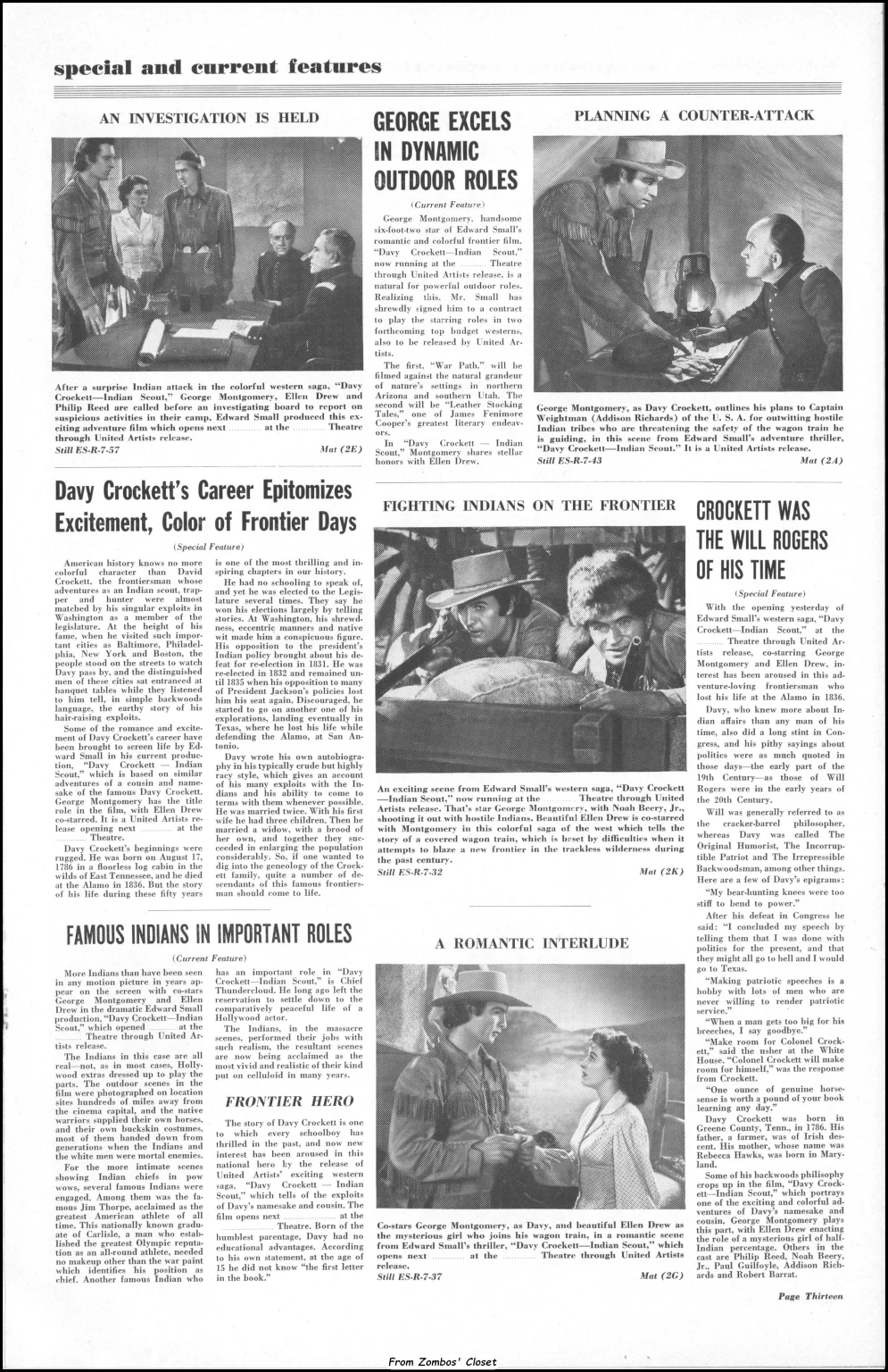 Davey Crockett, Indian Scout 1950 movie pressbook Davey Crockett, Indian Scout 1950 movie pressbook