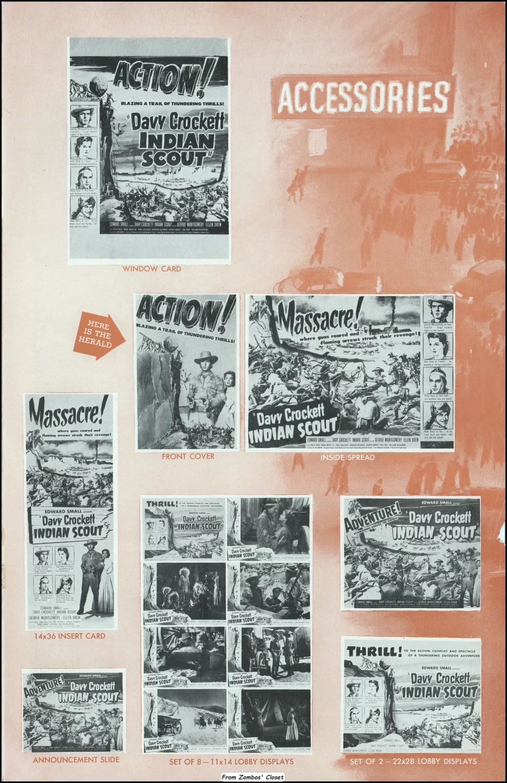 Davey Crockett, Indian Scout 1950 movie pressbook Davey Crockett, Indian Scout 1950 movie pressbook