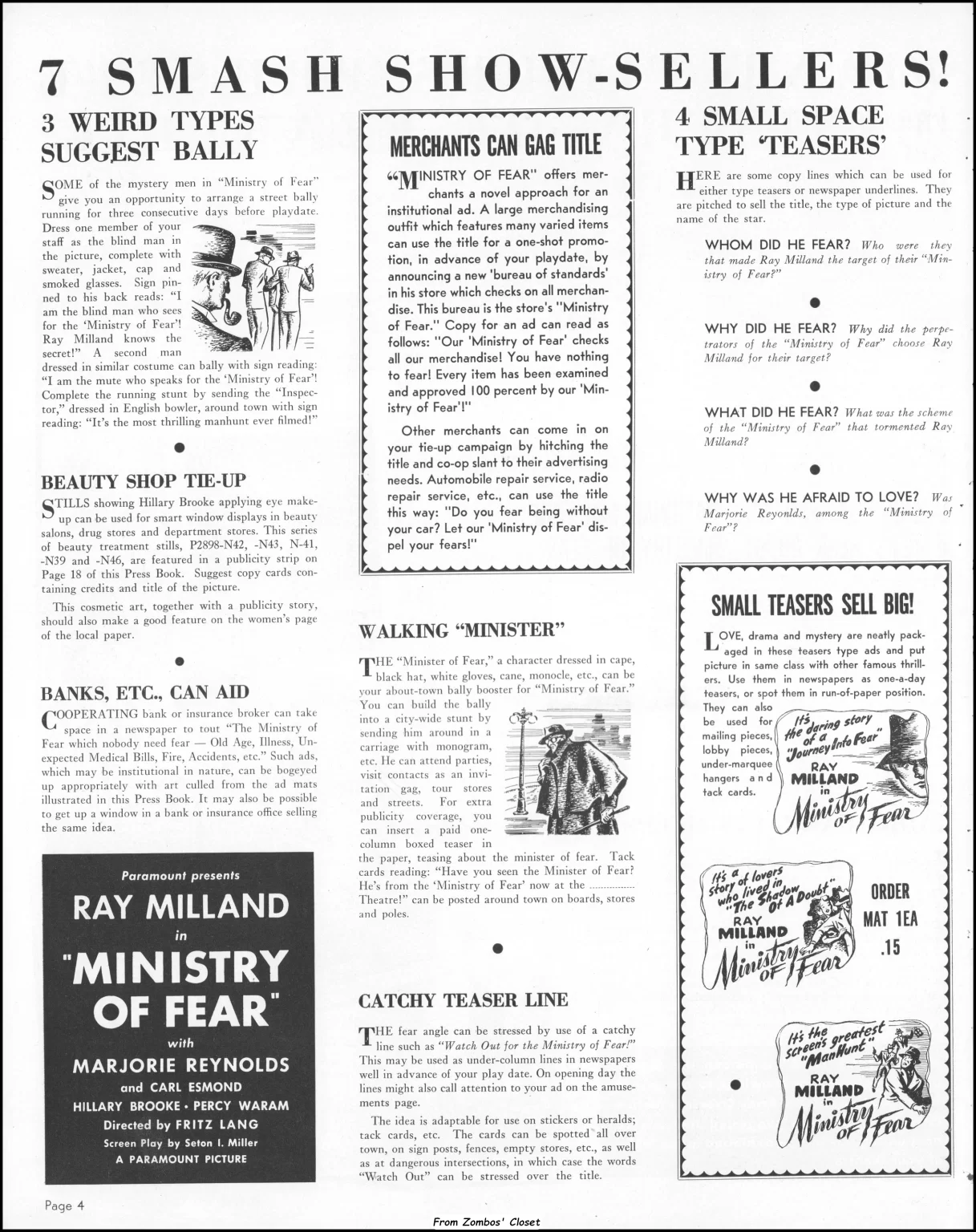 Ministry of Fear Pressbook 1944 Ministry of Fear Pressbook 1944