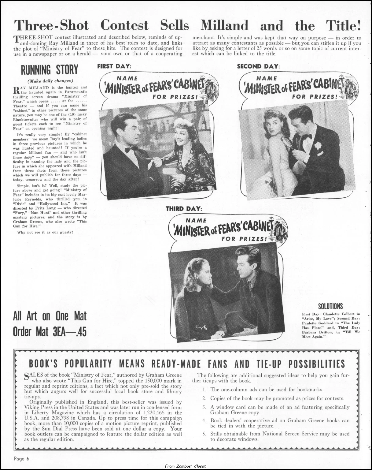 Ministry of Fear Pressbook 1944 Ministry of Fear Pressbook 1944