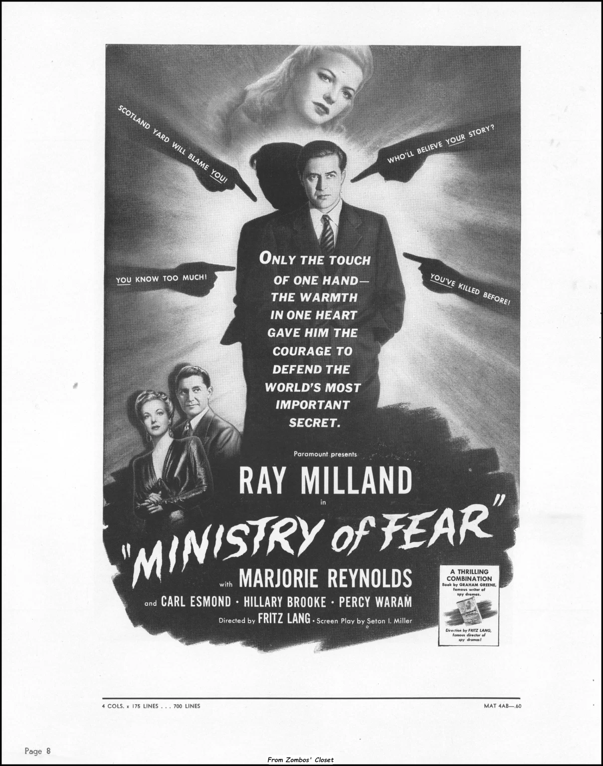 Ministry of Fear Pressbook 1944 Ministry of Fear Pressbook 1944