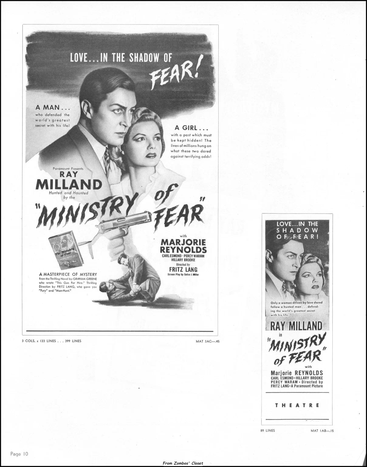 Ministry of Fear Pressbook 1944 Ministry of Fear Pressbook 1944