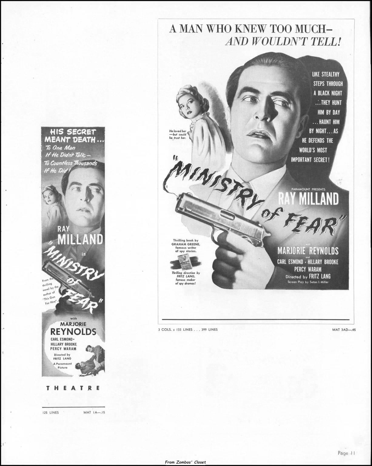 Ministry of Fear Pressbook 1944 Ministry of Fear Pressbook 1944