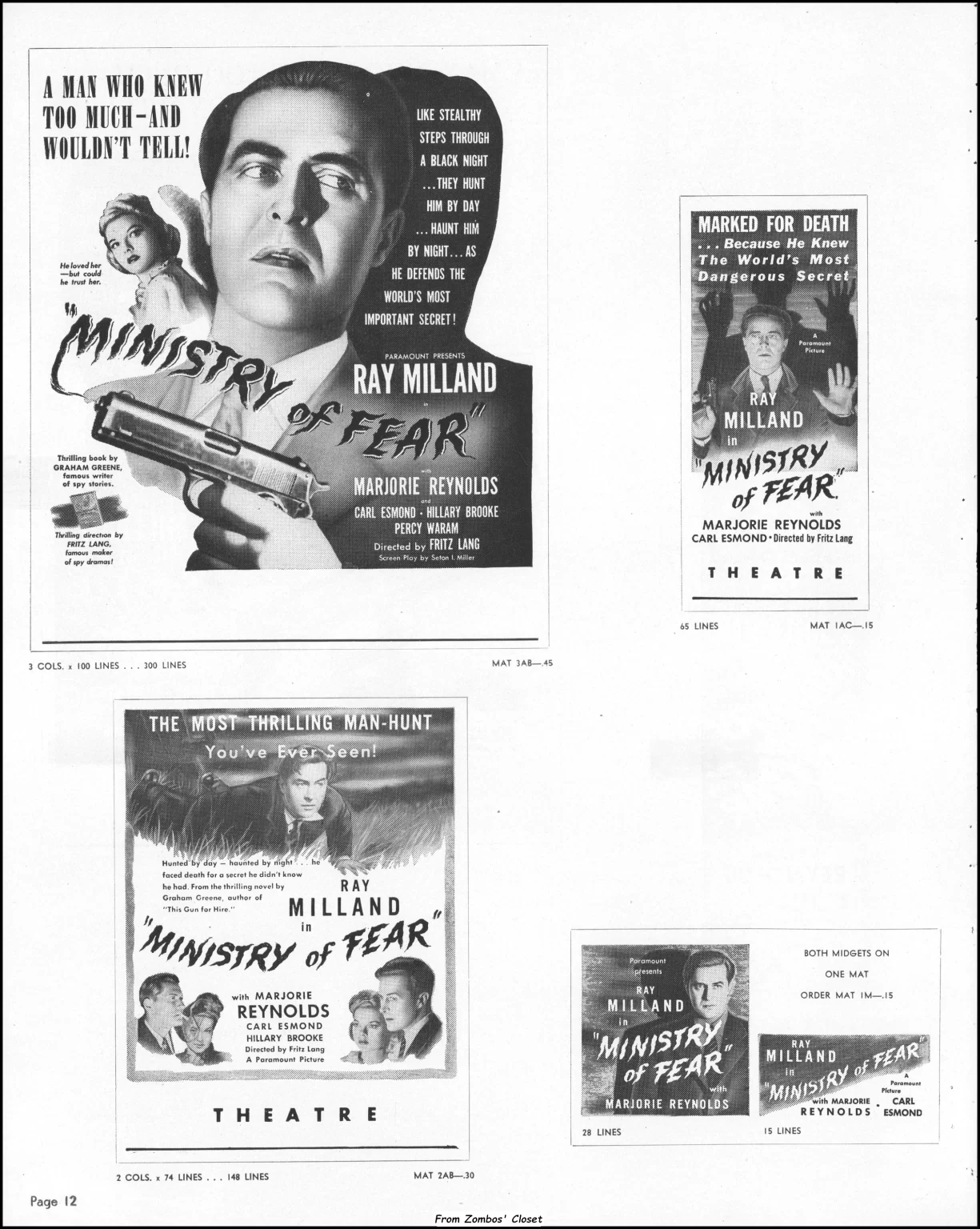 Ministry of Fear Pressbook 1944 Ministry of Fear Pressbook 1944