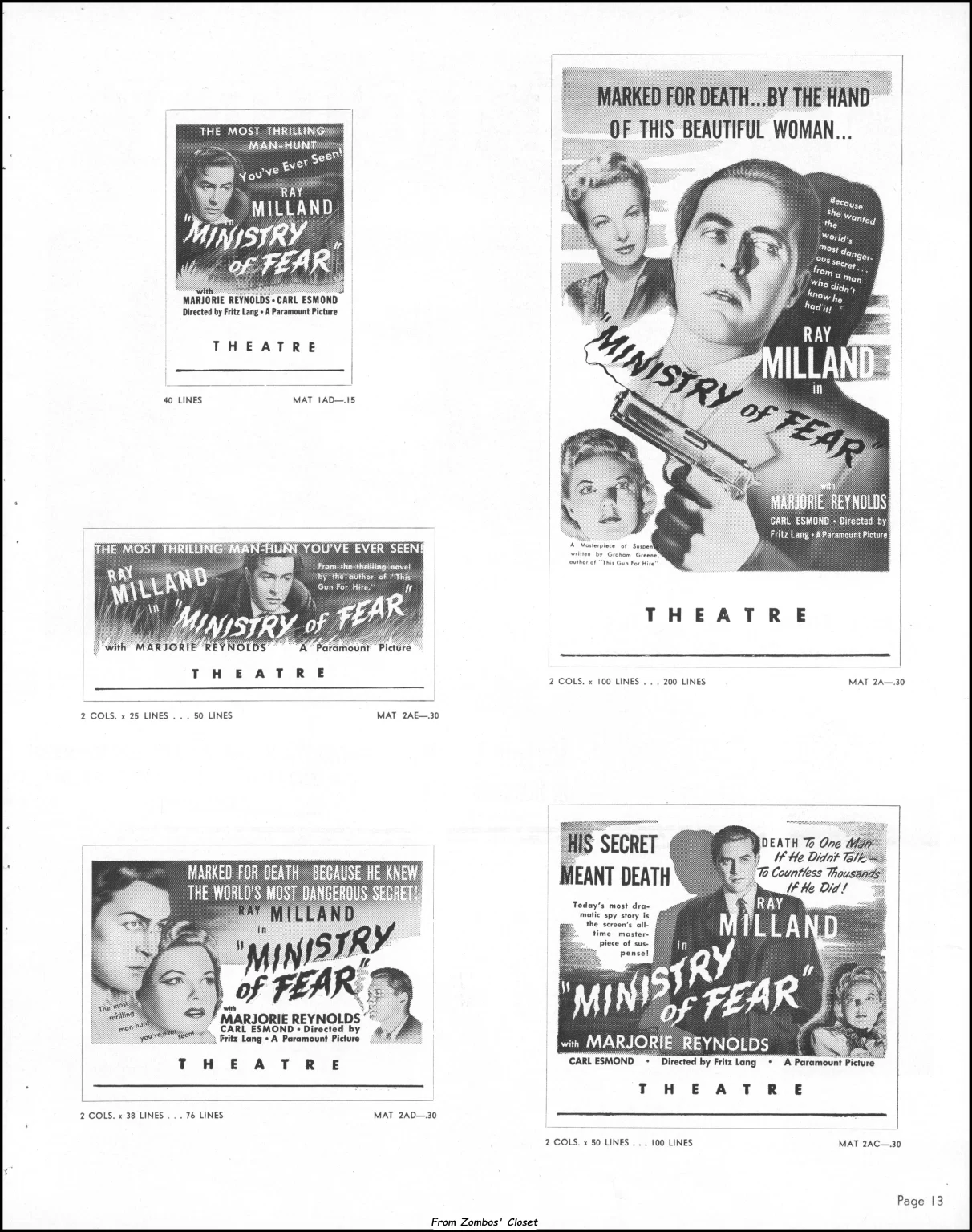 Ministry of Fear Pressbook 1944 Ministry of Fear Pressbook 1944