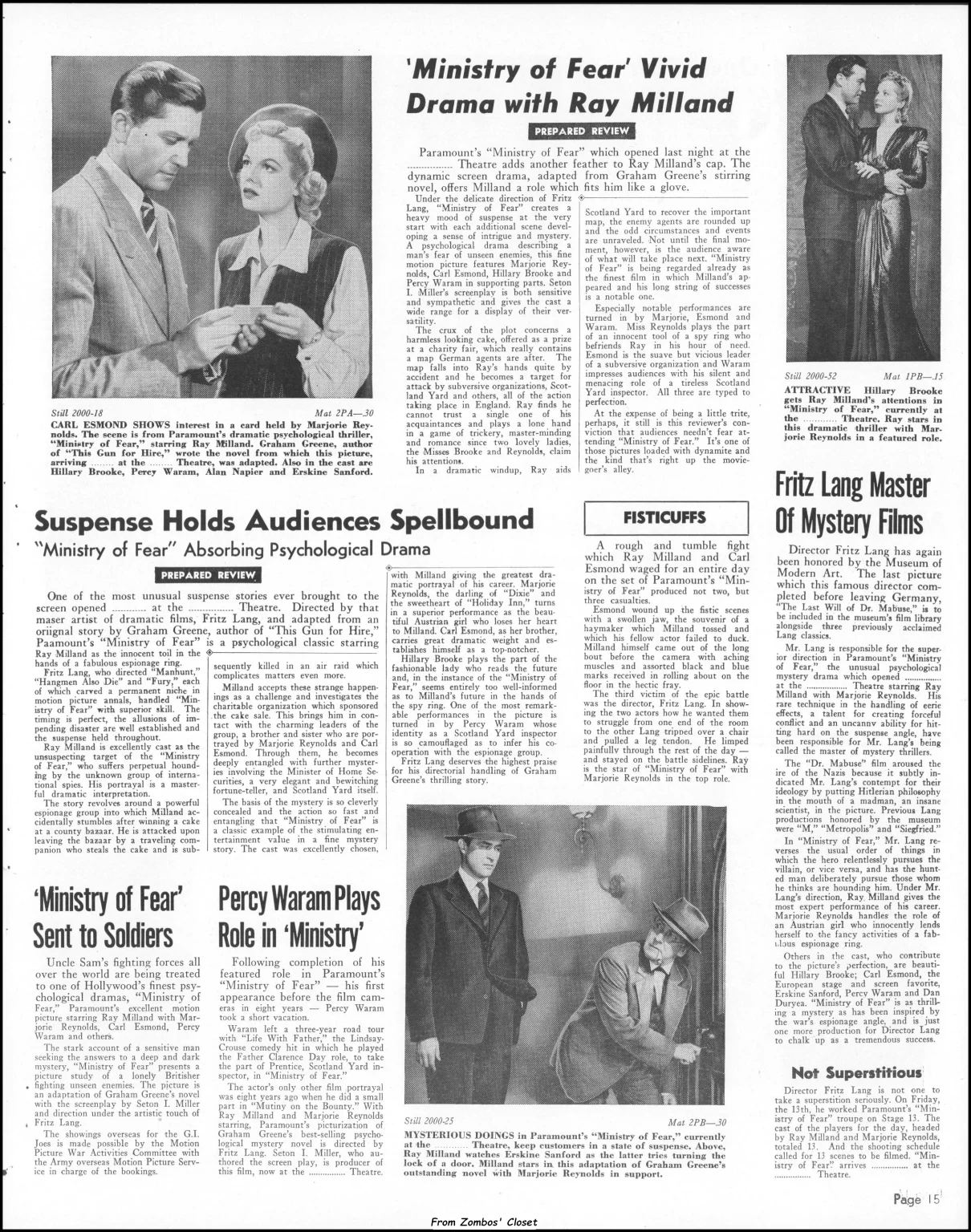 Ministry of Fear Pressbook 1944 Ministry of Fear Pressbook 1944