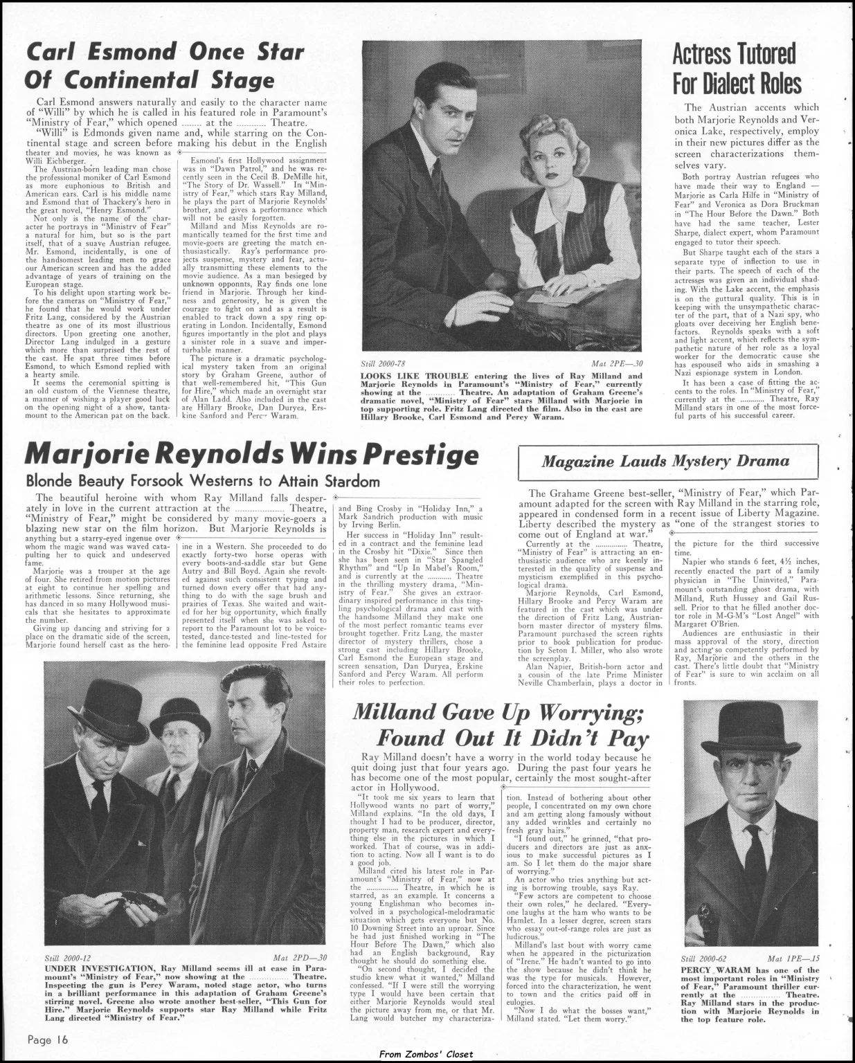 Ministry of Fear Pressbook 1944 Ministry of Fear Pressbook 1944