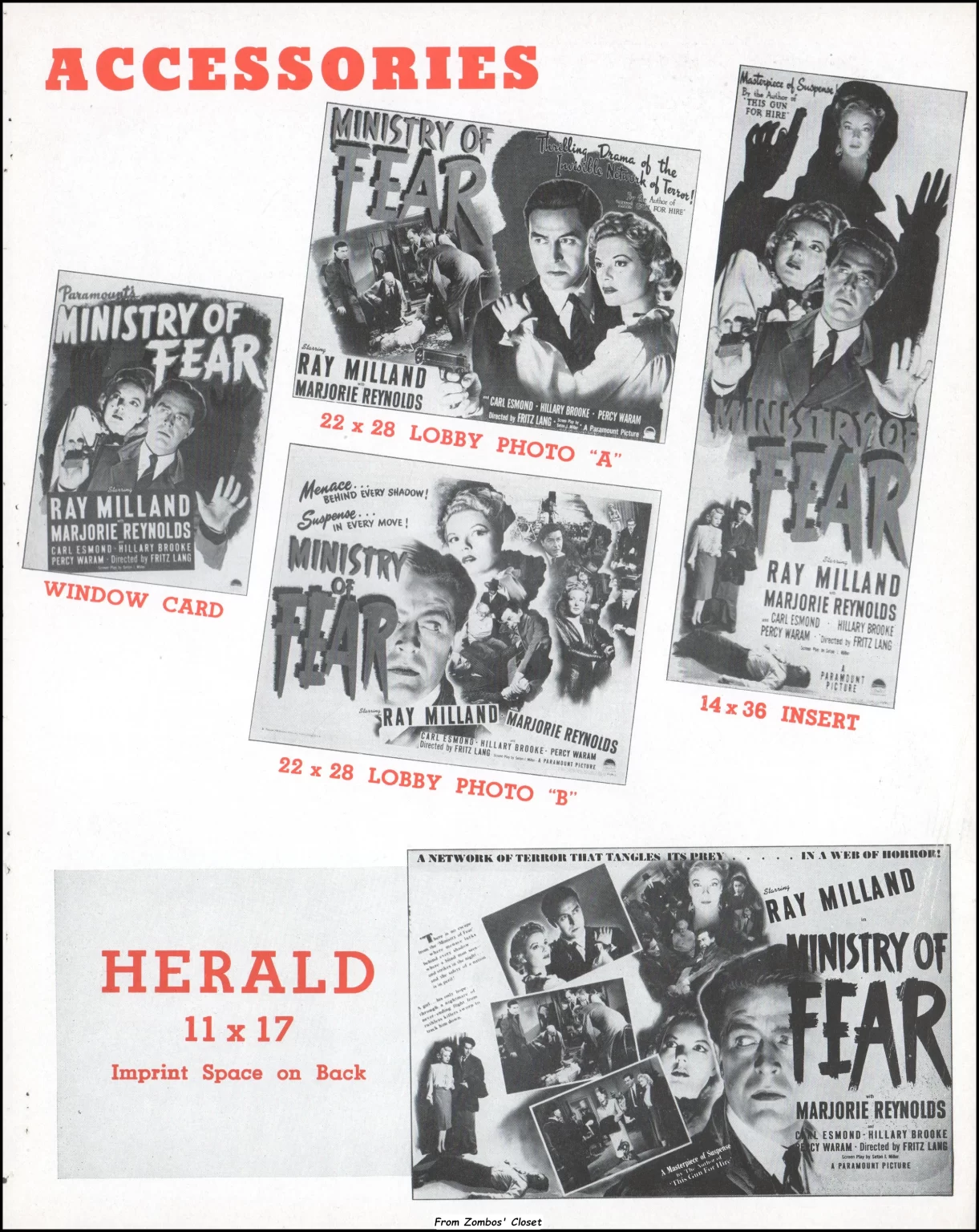 Ministry of Fear Pressbook 1944 Ministry of Fear Pressbook 1944