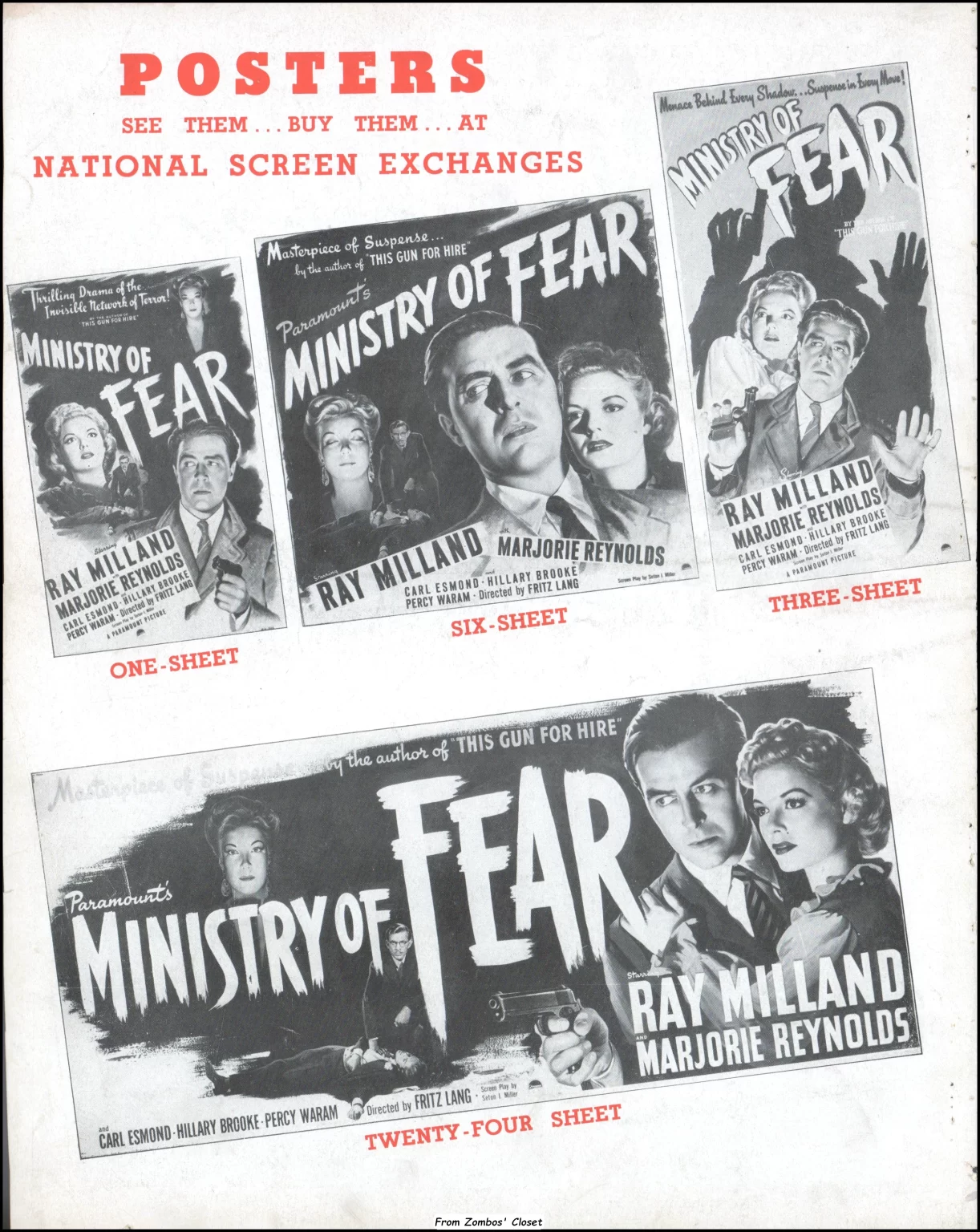 Ministry of Fear Pressbook 1944 Ministry of Fear Pressbook 1944