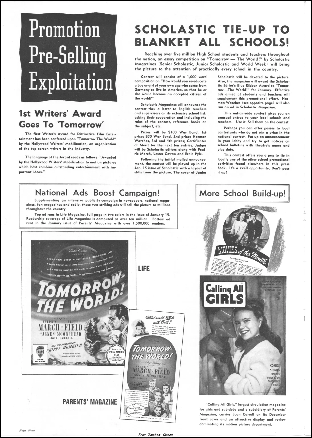 Tomorrow the World 1944 Pressbook Tomorrow the World 1944 Pressbook