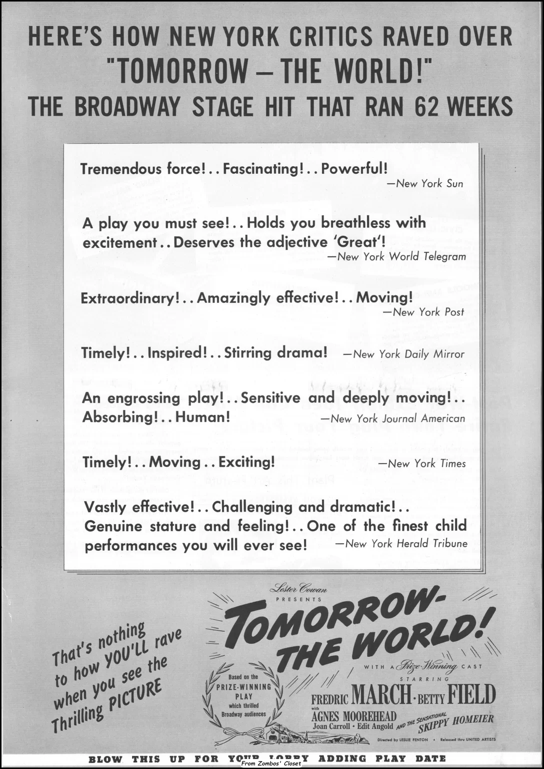 Tomorrow the World 1944 Pressbook Tomorrow the World 1944 Pressbook