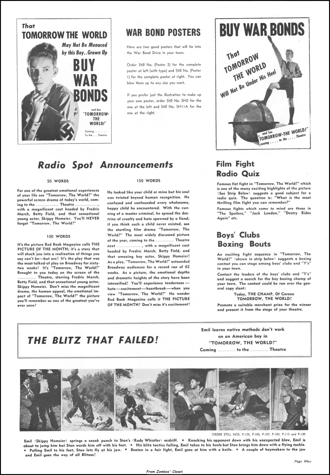 Tomorrow the World 1944 Pressbook Tomorrow the World 1944 Pressbook