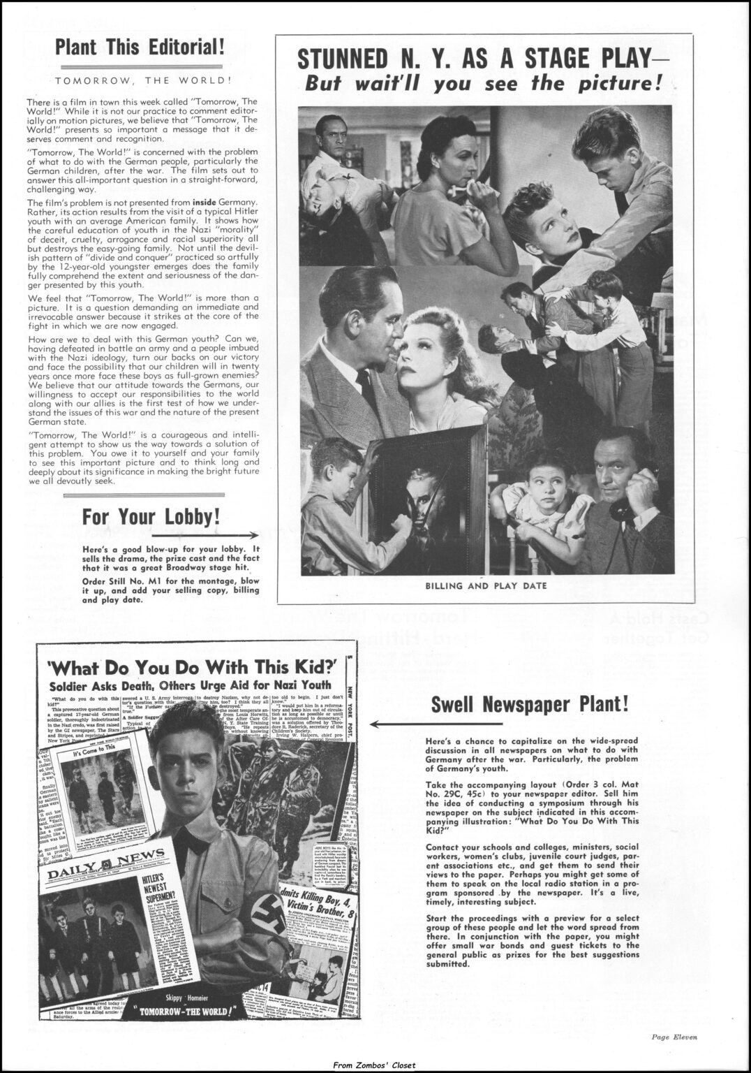 Tomorrow the World 1944 Pressbook Tomorrow the World 1944 Pressbook