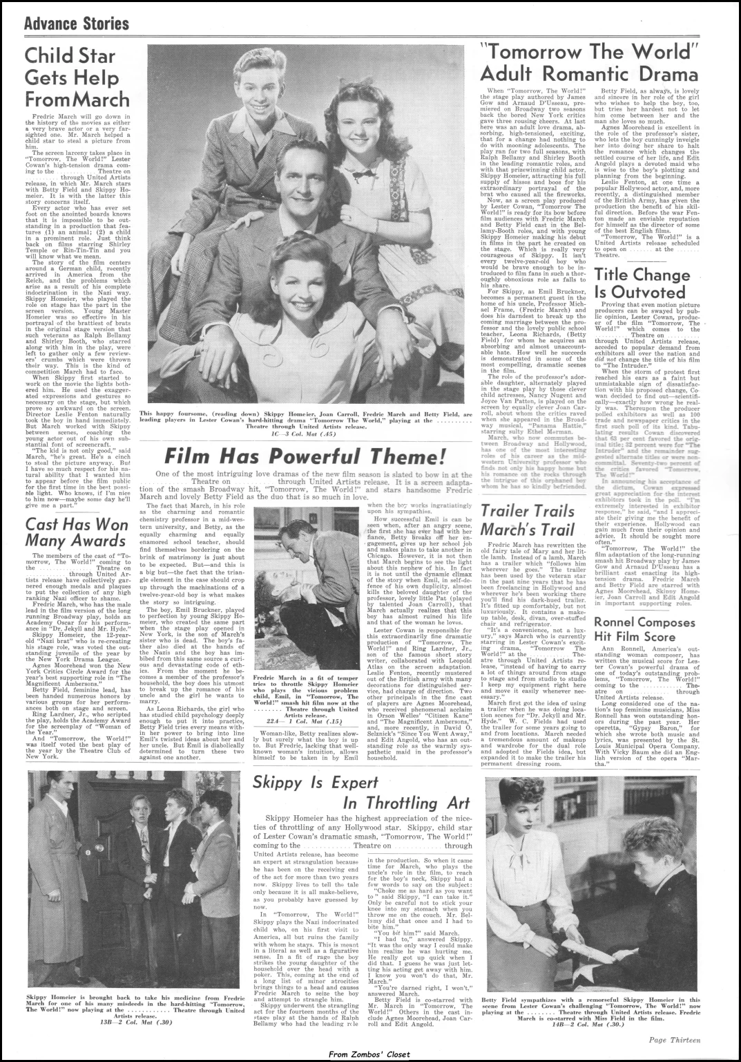 Tomorrow the World 1944 Pressbook Tomorrow the World 1944 Pressbook