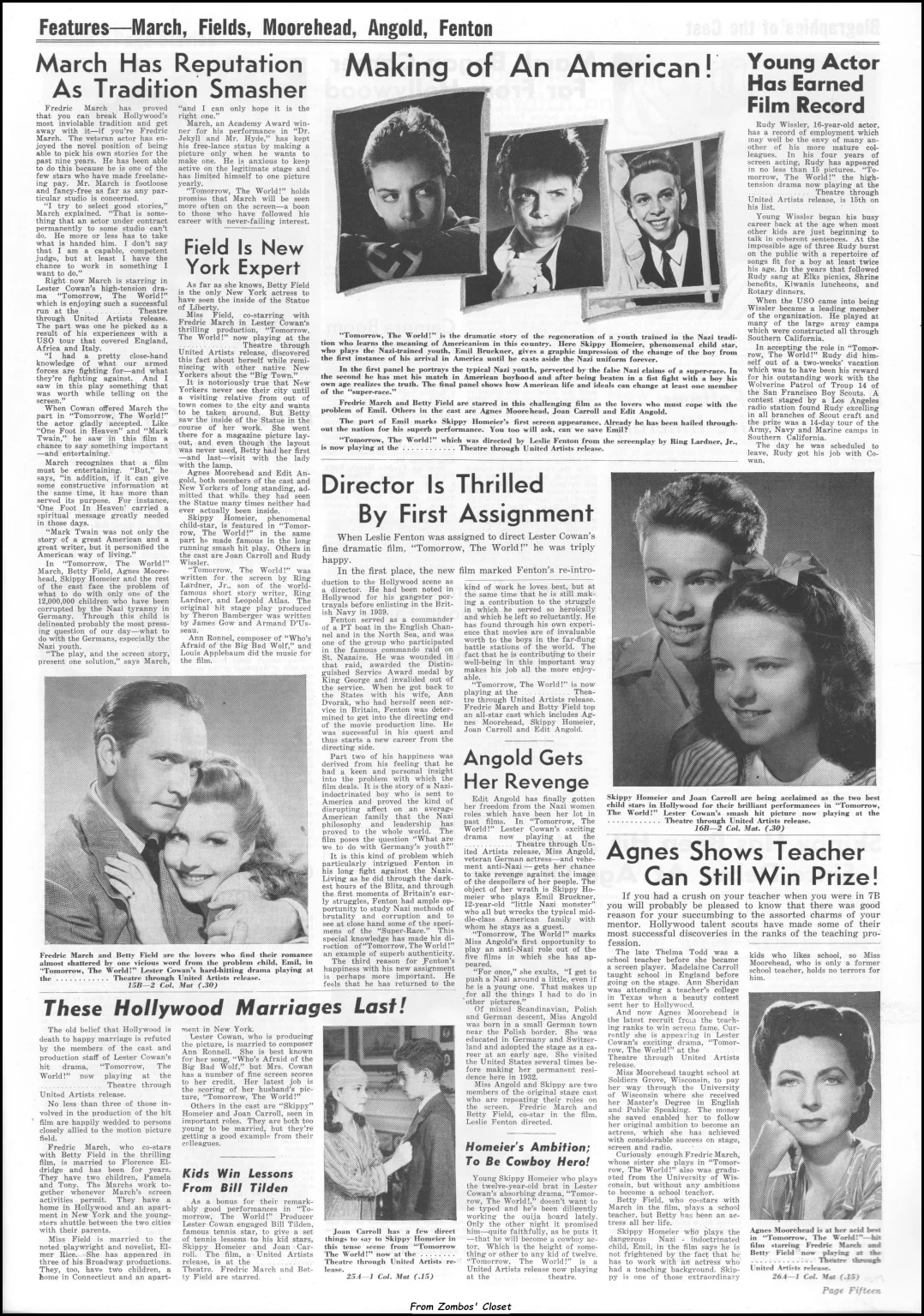 Tomorrow the World 1944 Pressbook Tomorrow the World 1944 Pressbook