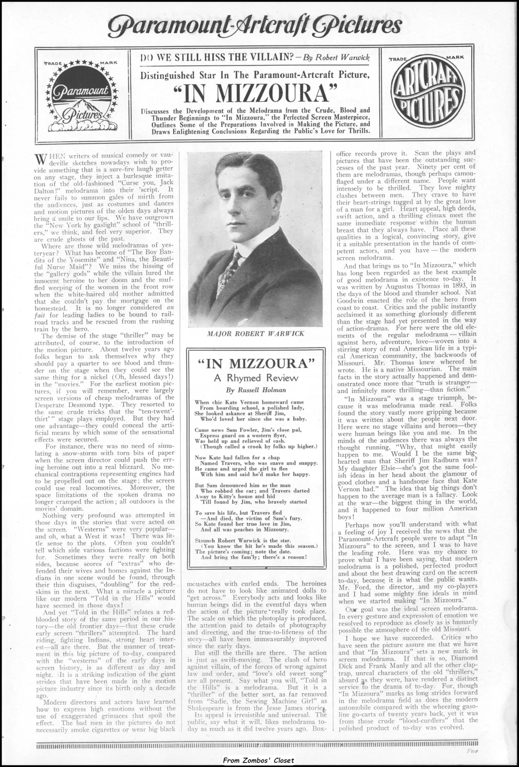 In Mizzoura 1919 silent movie pressbook In Mizzoura 1919 silent movie pressbook