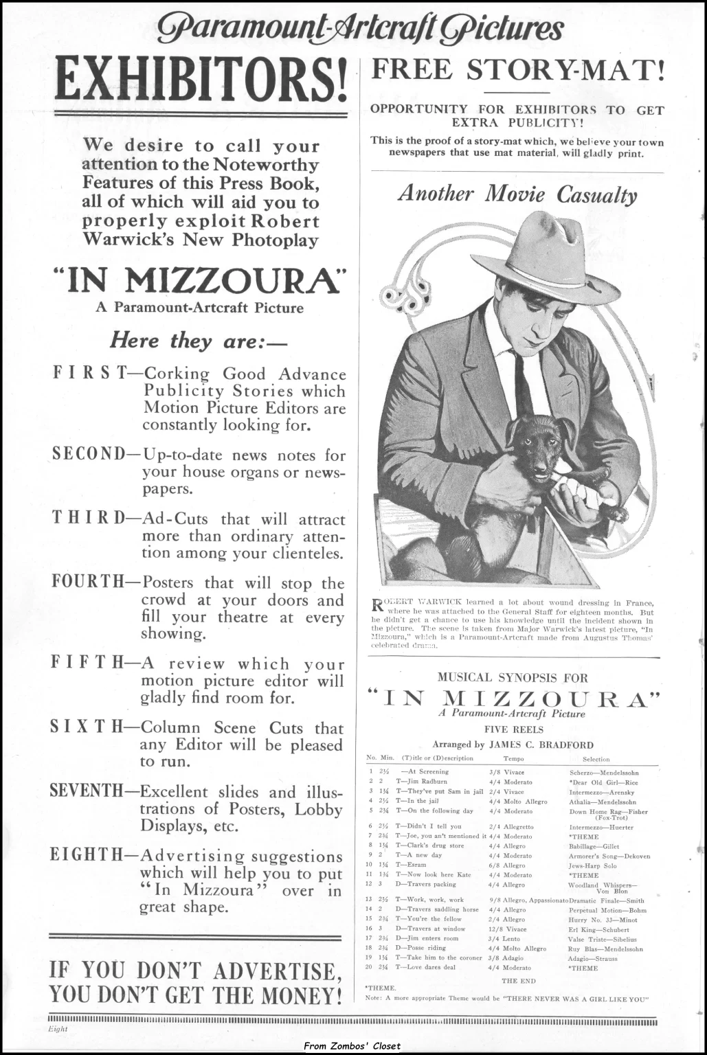 In Mizzoura 1919 silent movie pressbook In Mizzoura 1919 silent movie pressbook