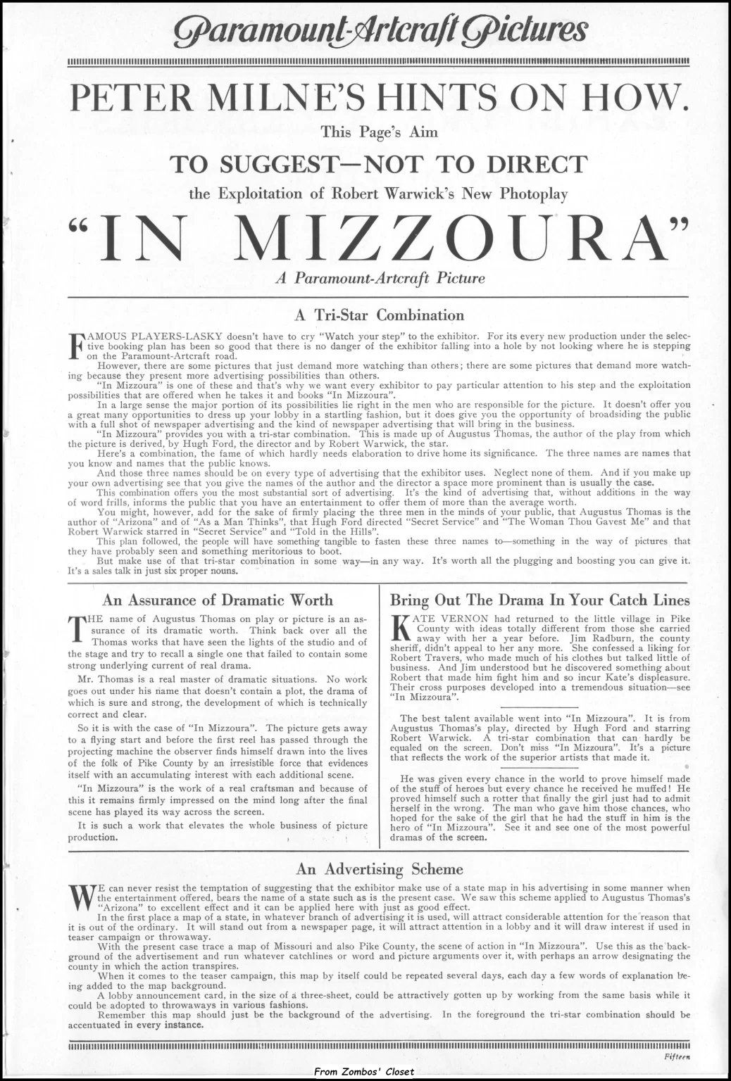 In Mizzoura 1919 silent movie pressbook In Mizzoura 1919 silent movie pressbook