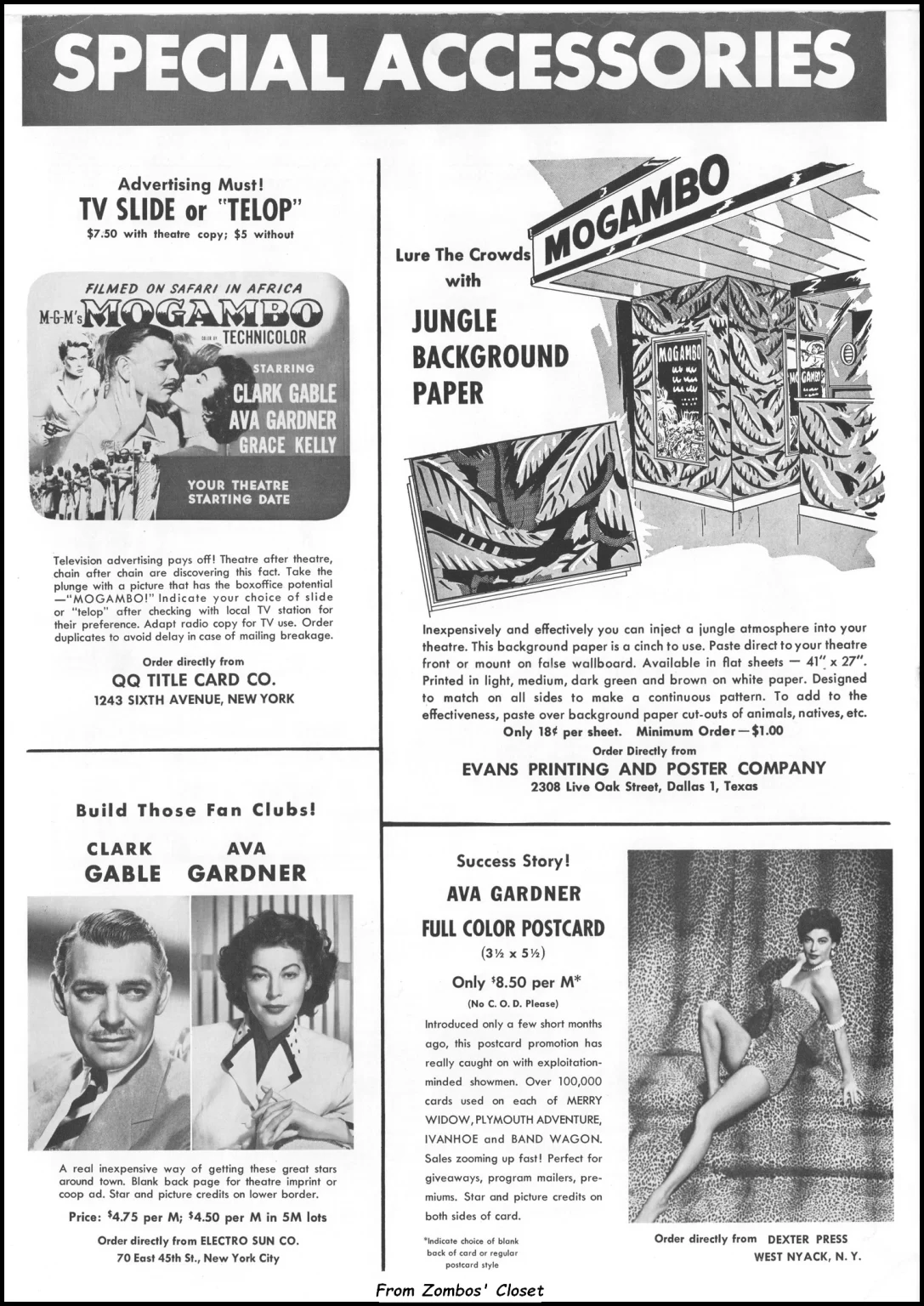 Mogambo (1953) movie Special Accessories Supplement
