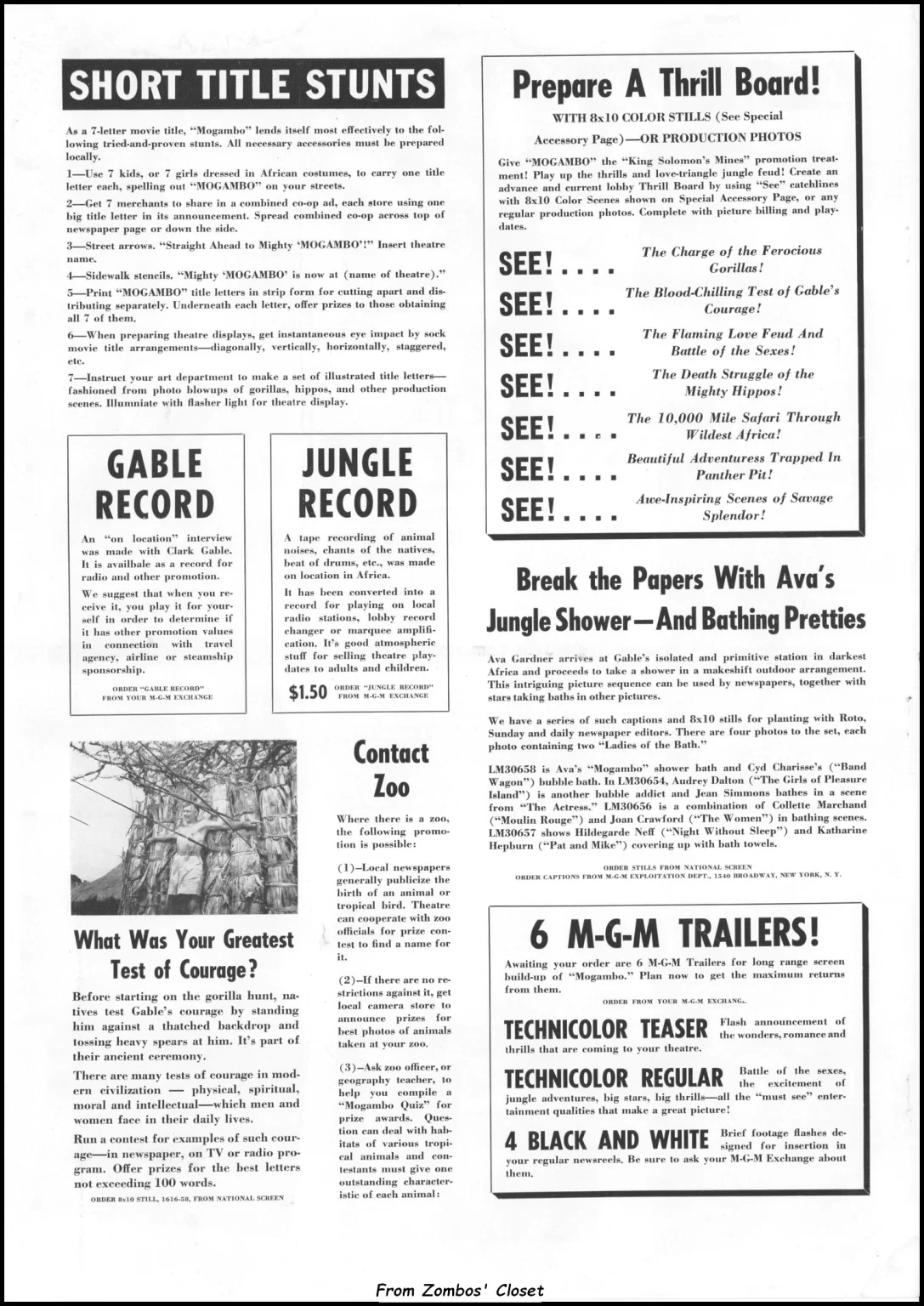 Mogambo (1953) movie Special Accessories Supplement Mogambo (1953) movie Special Accessories Supplement