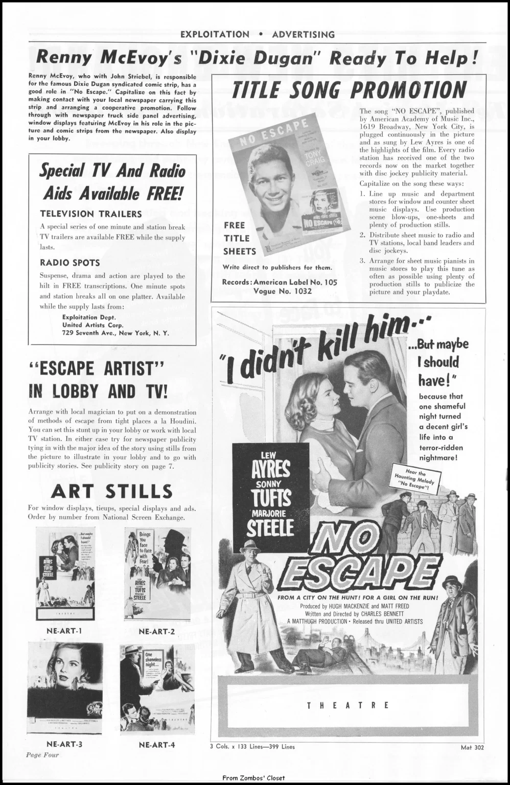 No Escape 1953 Pressbook No Escape 1953 Pressbook