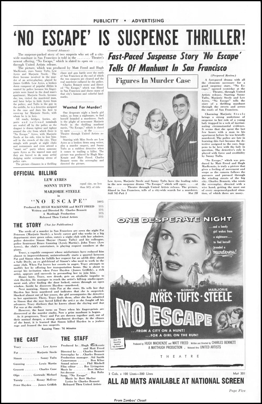 No Escape 1953 Pressbook No Escape 1953 Pressbook