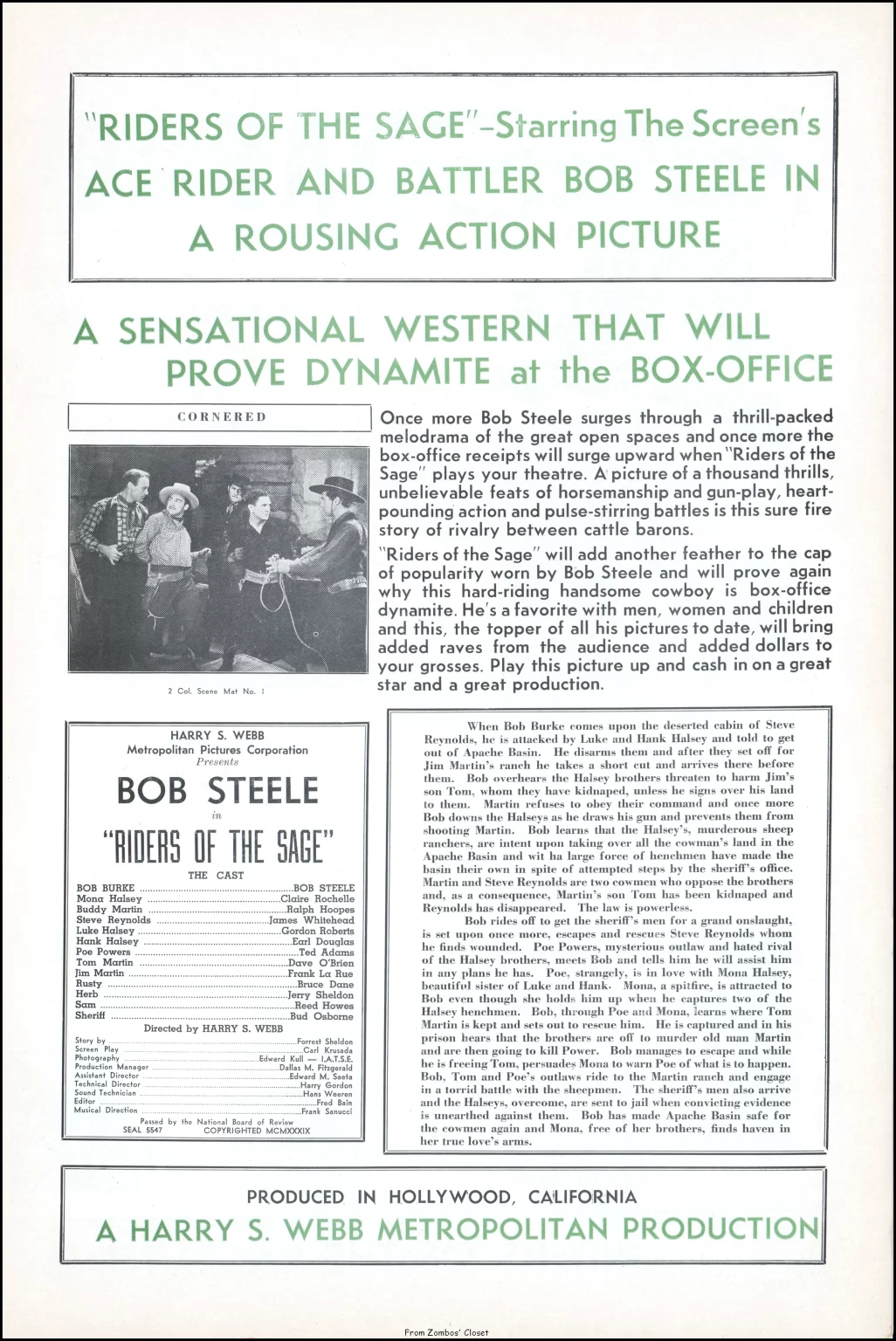 Bob Steele in Riders of the Sage 1939 pressbook Bob Steele in Riders of the Sage 1939 pressbook