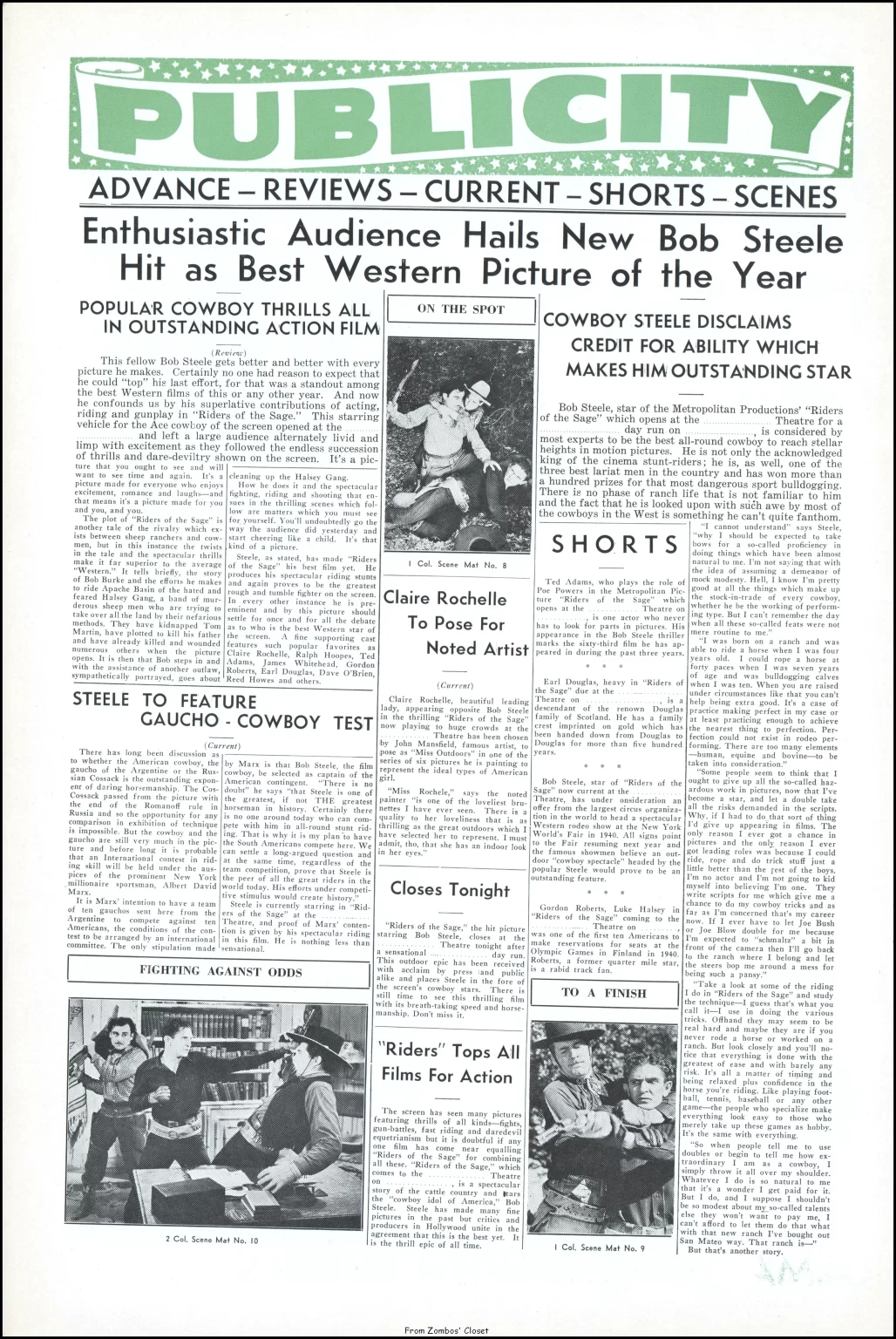Bob Steele in Riders of the Sage 1939 pressbook Bob Steele in Riders of the Sage 1939 pressbook