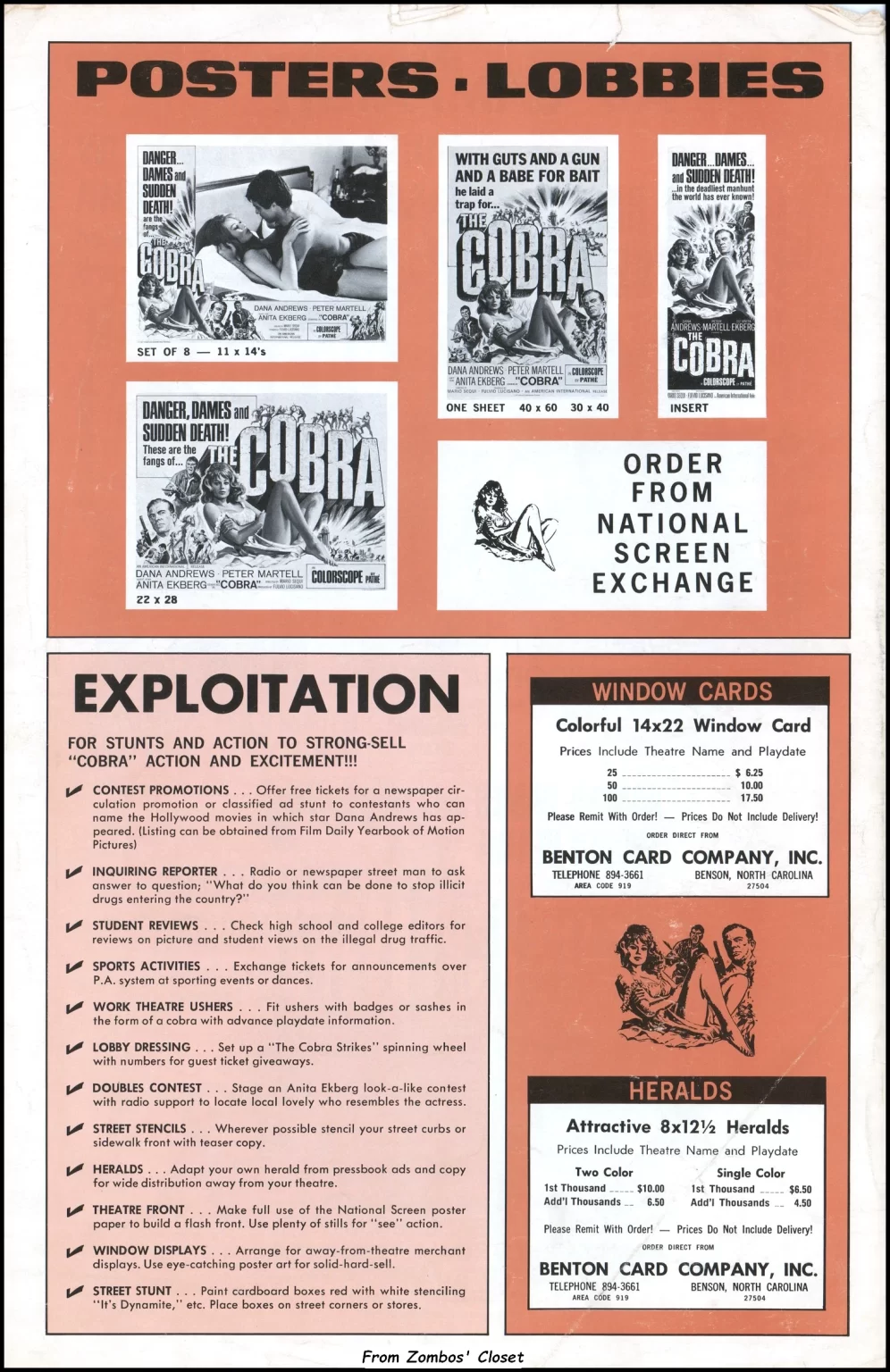 The Cobra 1967 pressbook AIP The Cobra 1967 pressbook AIP