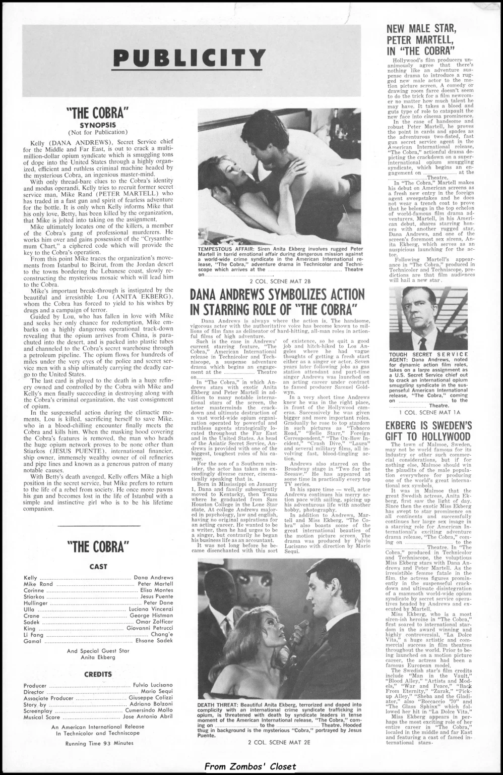 The Cobra 1967 pressbook AIP The Cobra 1967 pressbook AIP