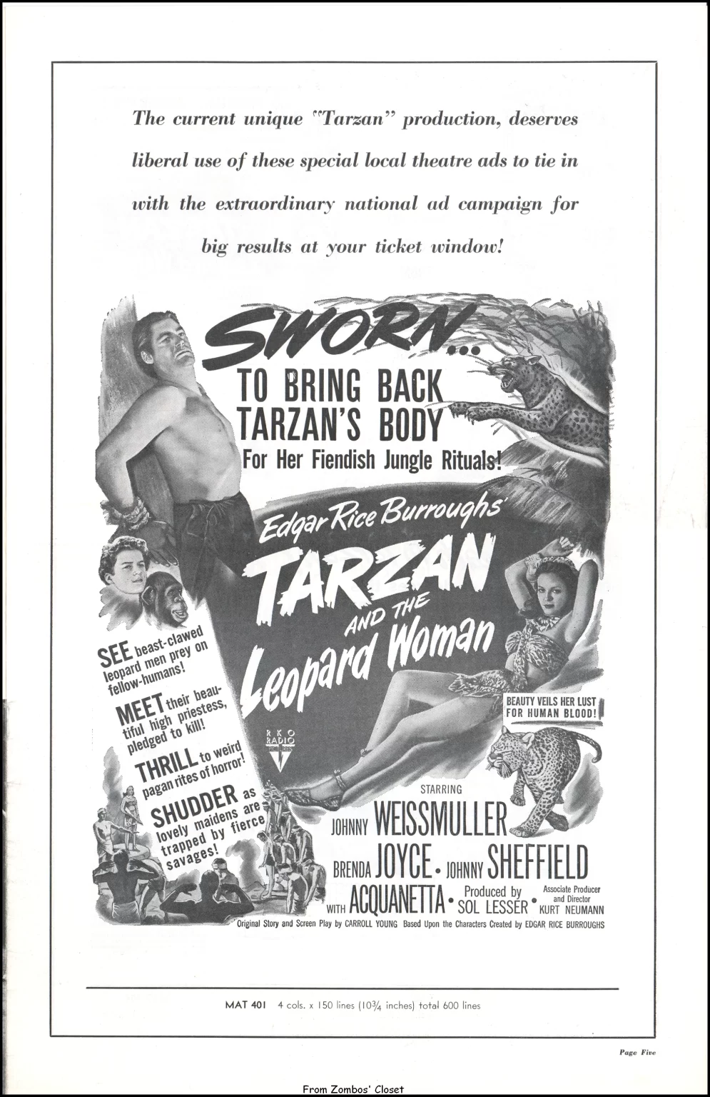 Tarzan and the Leopard Woman 1946 pressbook Tarzan and the Leopard Woman 1946 pressbook