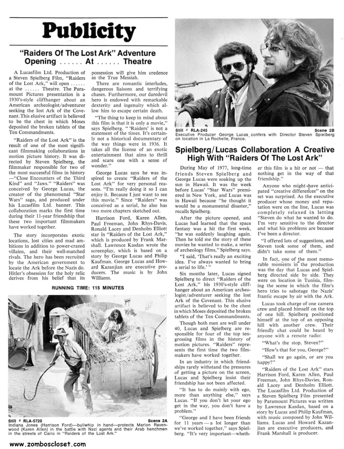 raiders of the lost ark pressbook page raiders of the lost ark pressbook page