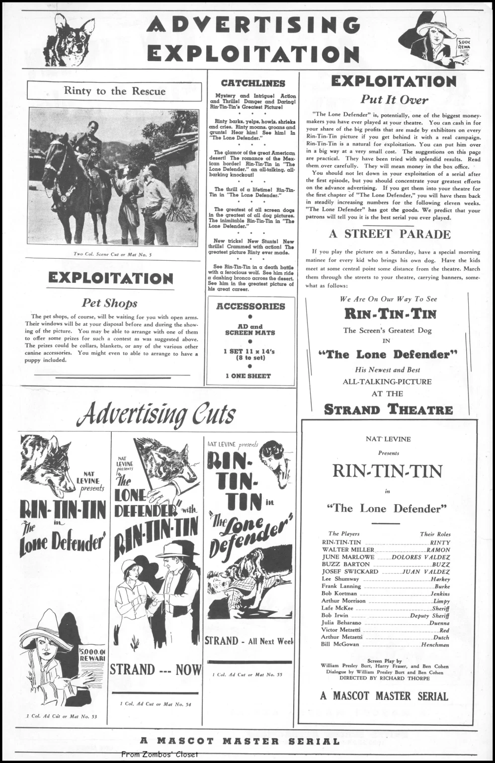 rin tin tin the lone defender Pressbook